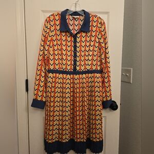 Modcloth Chevron Pattern Dress with Blue Accents